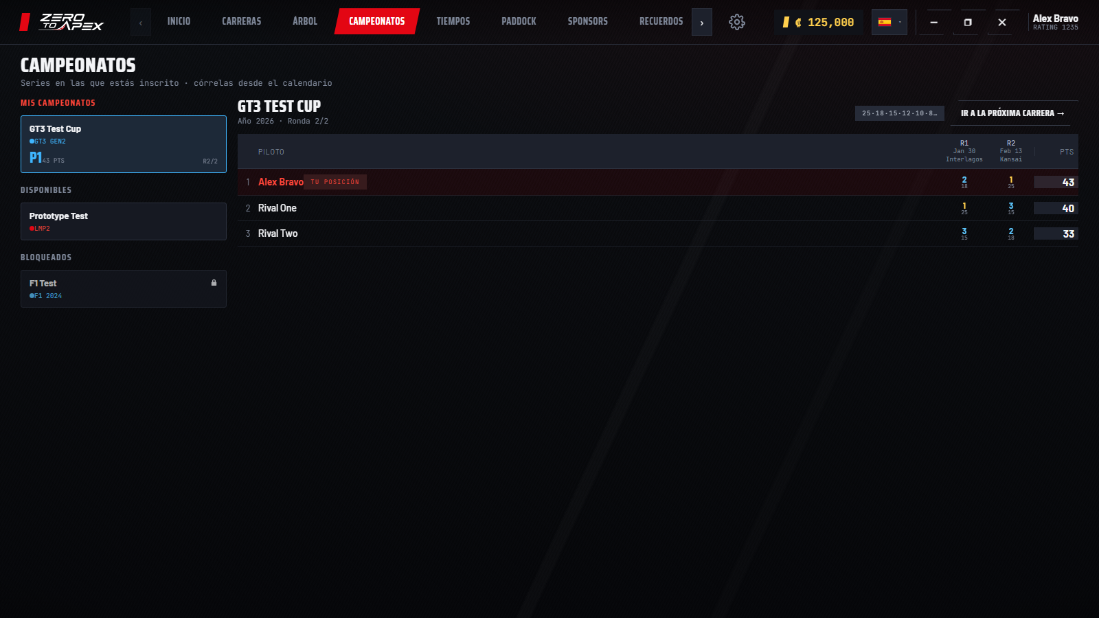 Campeonatos y eventos especiales